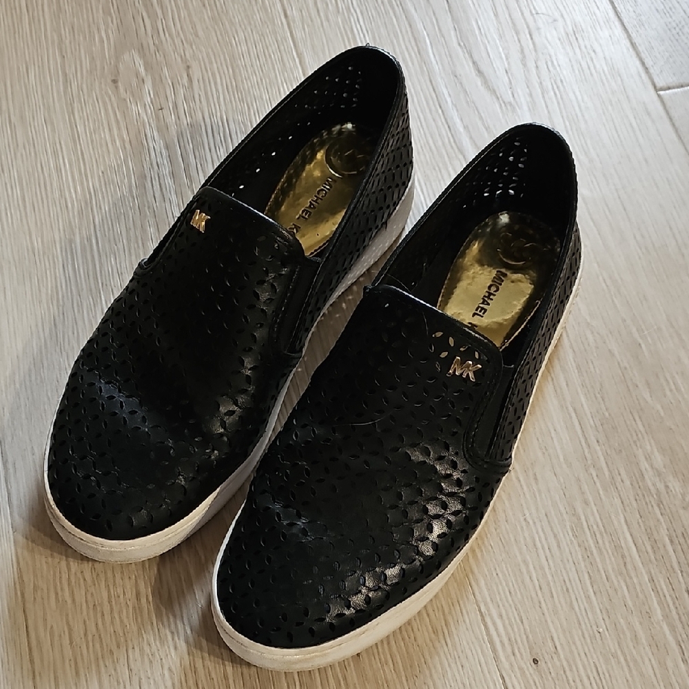 Michael Kors Black Perforated Slip-On Sneakers